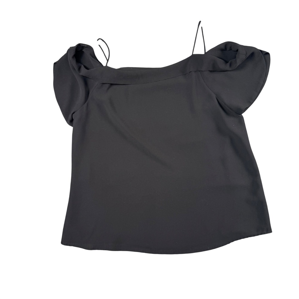 Naked‎ Zebra Off Shoulder Top M Y2K Ruffle Sleeve Black Baddie